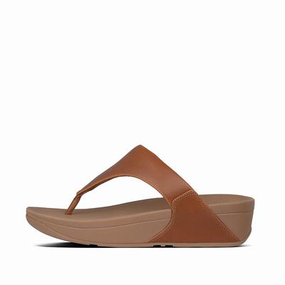 Fitflop Women's LULU Leather Toe-Post Sandals - Light Brown, FO5390614